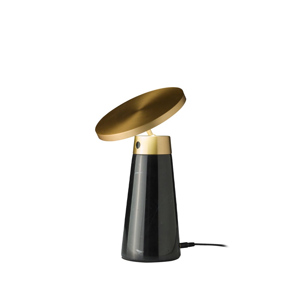 Lampa stołowa z czarnego marmuru i złotej stali Ø16 x 25.5 cm