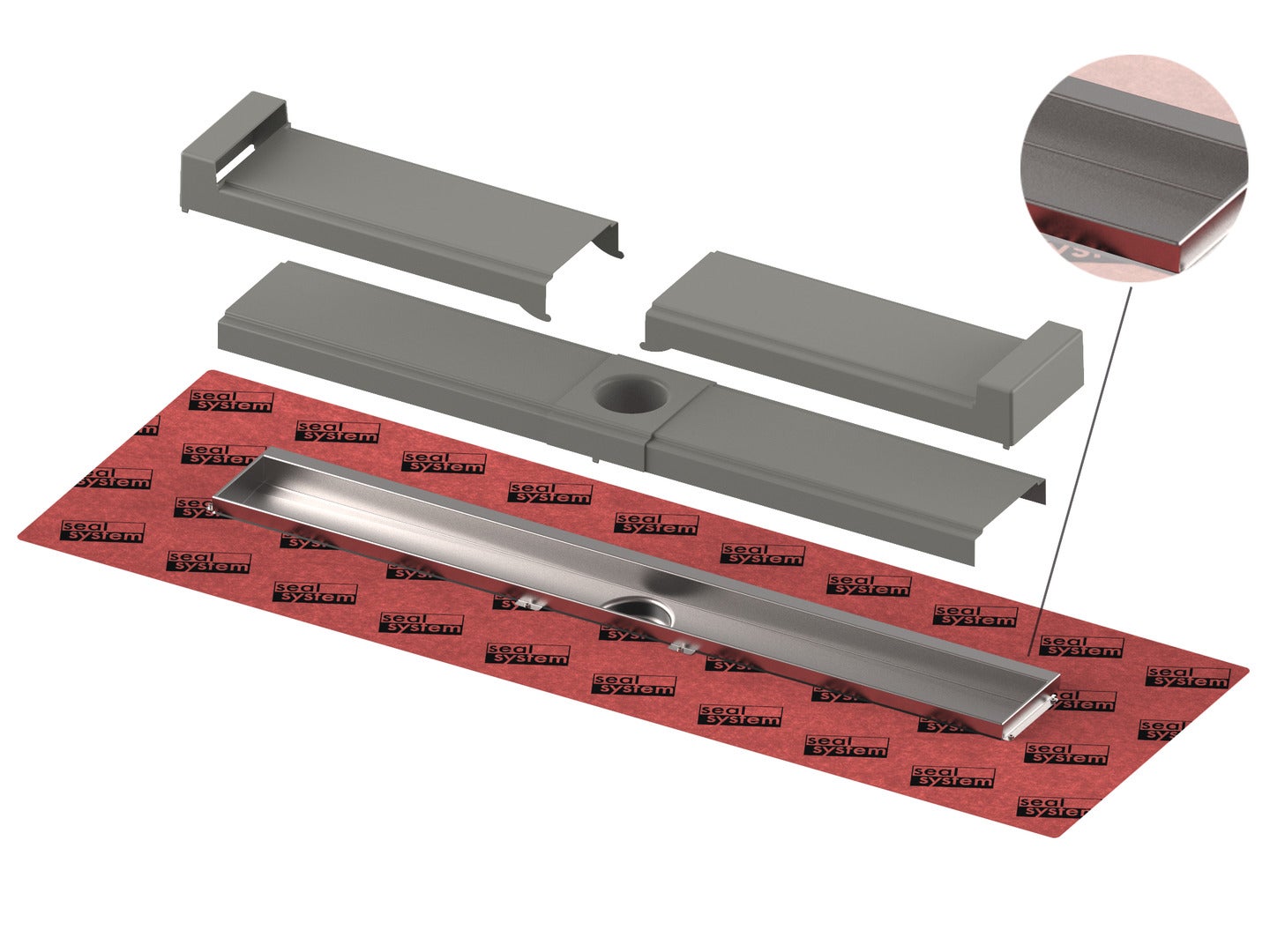 EMKE Canalina per doccia, 80 cm, in acciaio inox, piastrellabile, set