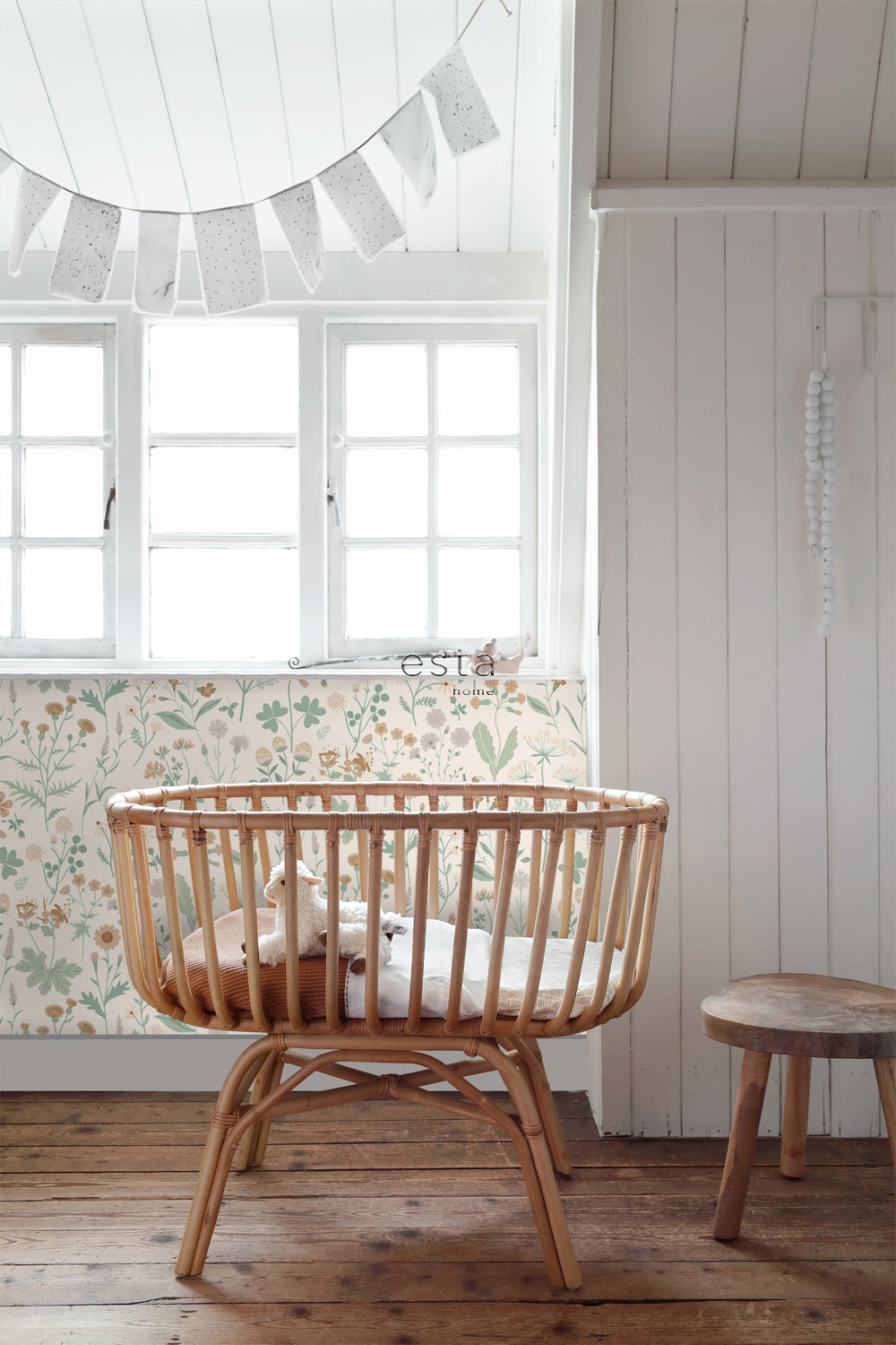 Papier peint fleurs des champs vert, terracotta et violet - 53 cm x 10.05 m - ESTAhome - 5