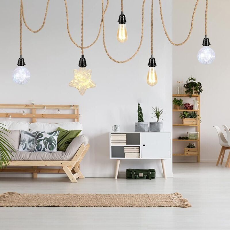 4.5M Câble électrique en lin 2 Conducts, avec E27 Douille et Interrupt, pour DIY Lampe(sans ampoule) - 4