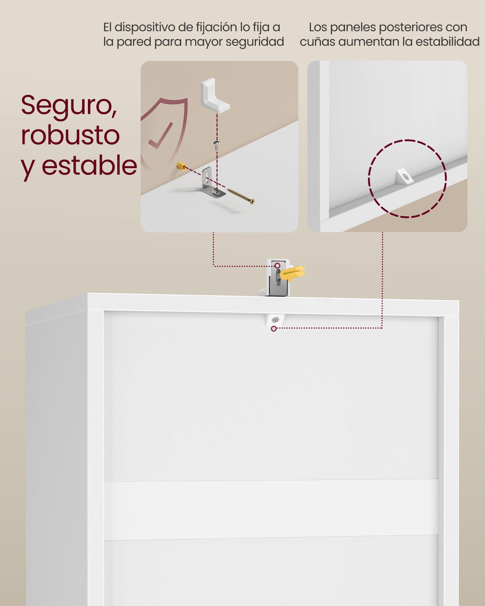 Estantería librería abierta de 3 niveles, para salón y dormitorio, 24x30x94,8 cm, blanco - 3