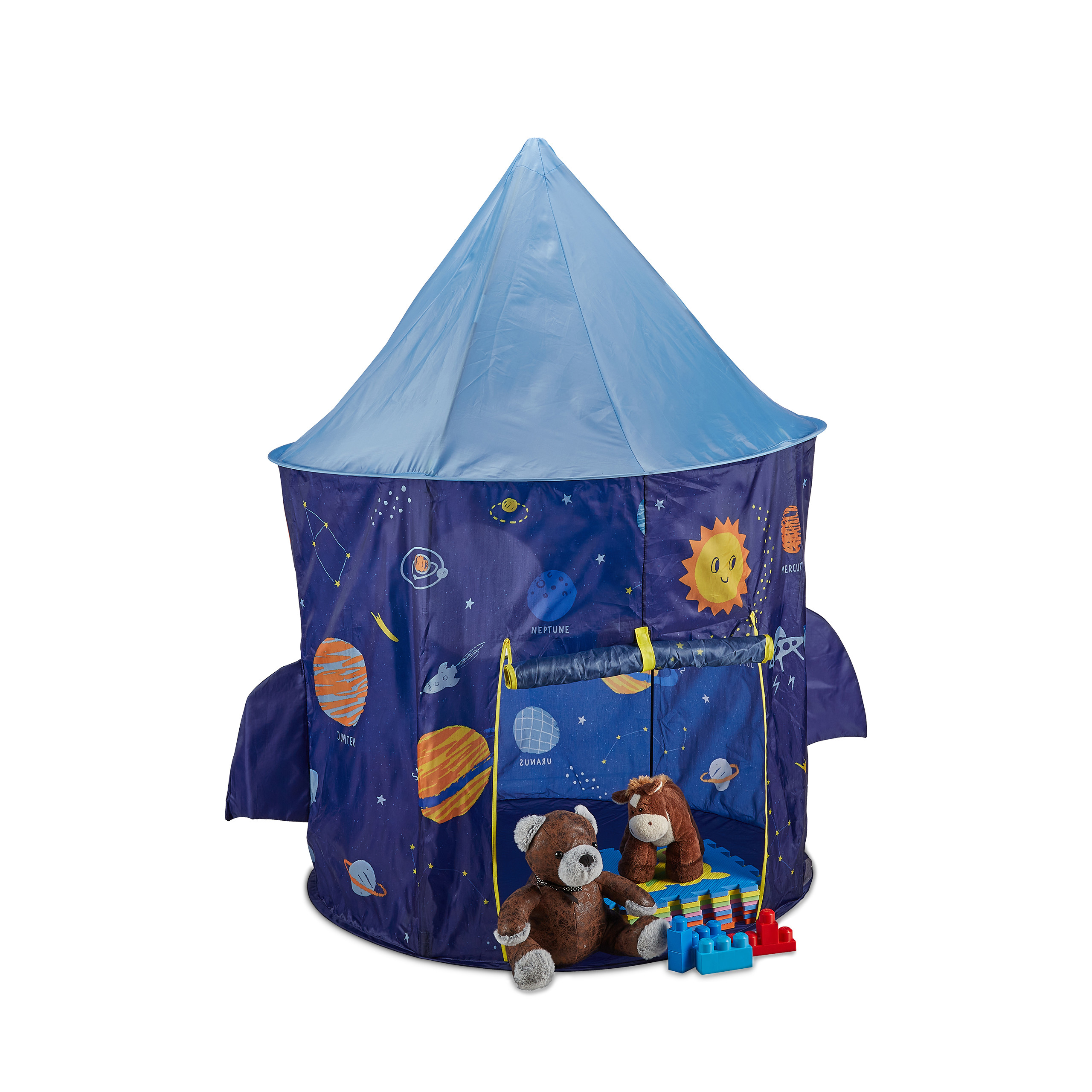 Relaxdays Tente pour enfants, thème espace, en forme de fusée, HLP