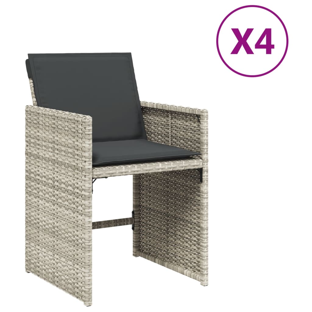 Sillones Reclinables De Jardín Con Cojines - Juego De 2, En Ratán Sintético Gris, Resistentes Y Cómodos