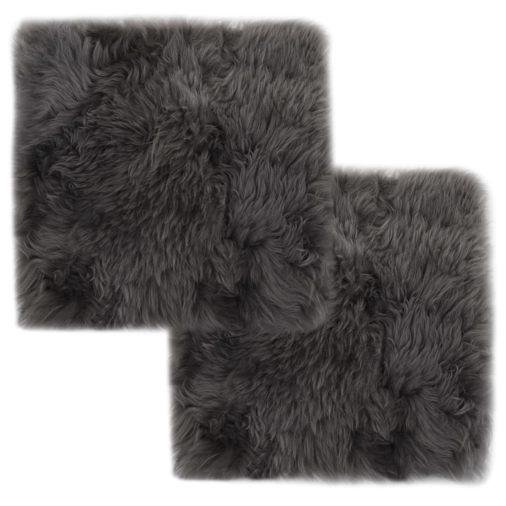 Lot De 2 Coussins De Chaise – Vraie Peau De Mouton – Blanc – 40x40 Cm – Neufs