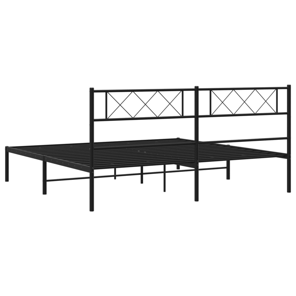 vidaXL Estructura de cama con cabecero metal negro 180x200 cm - 6