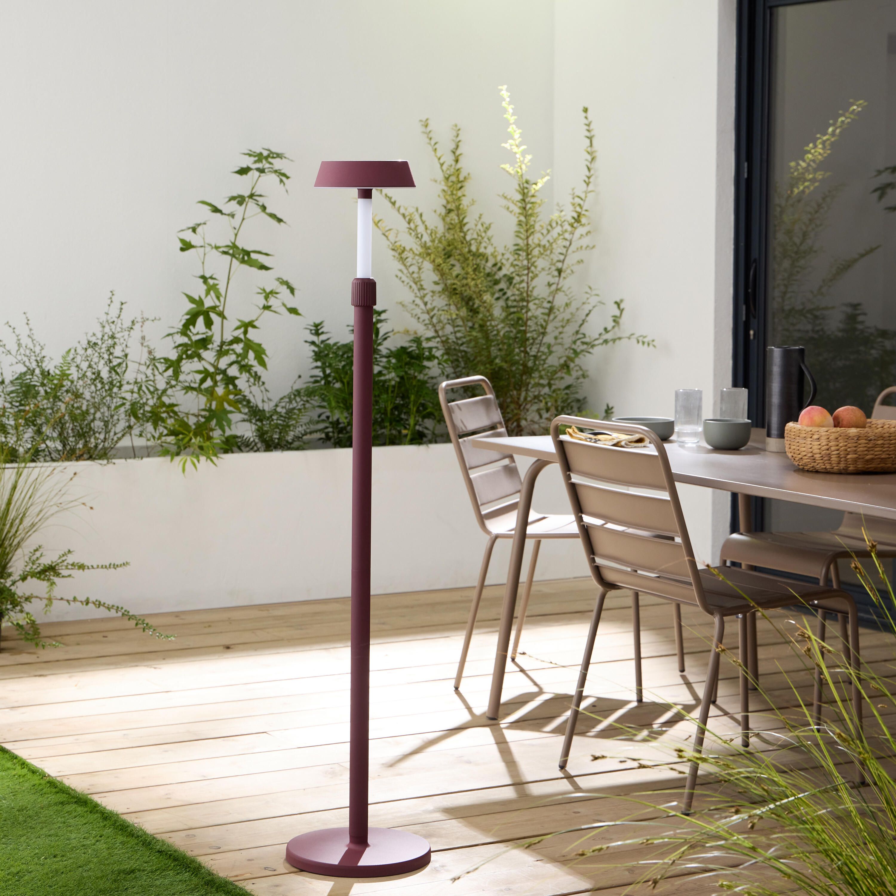 Rozsuwana lampa podłogowa solarna 1000 lumenów, bordowa Naxos INSPIRE