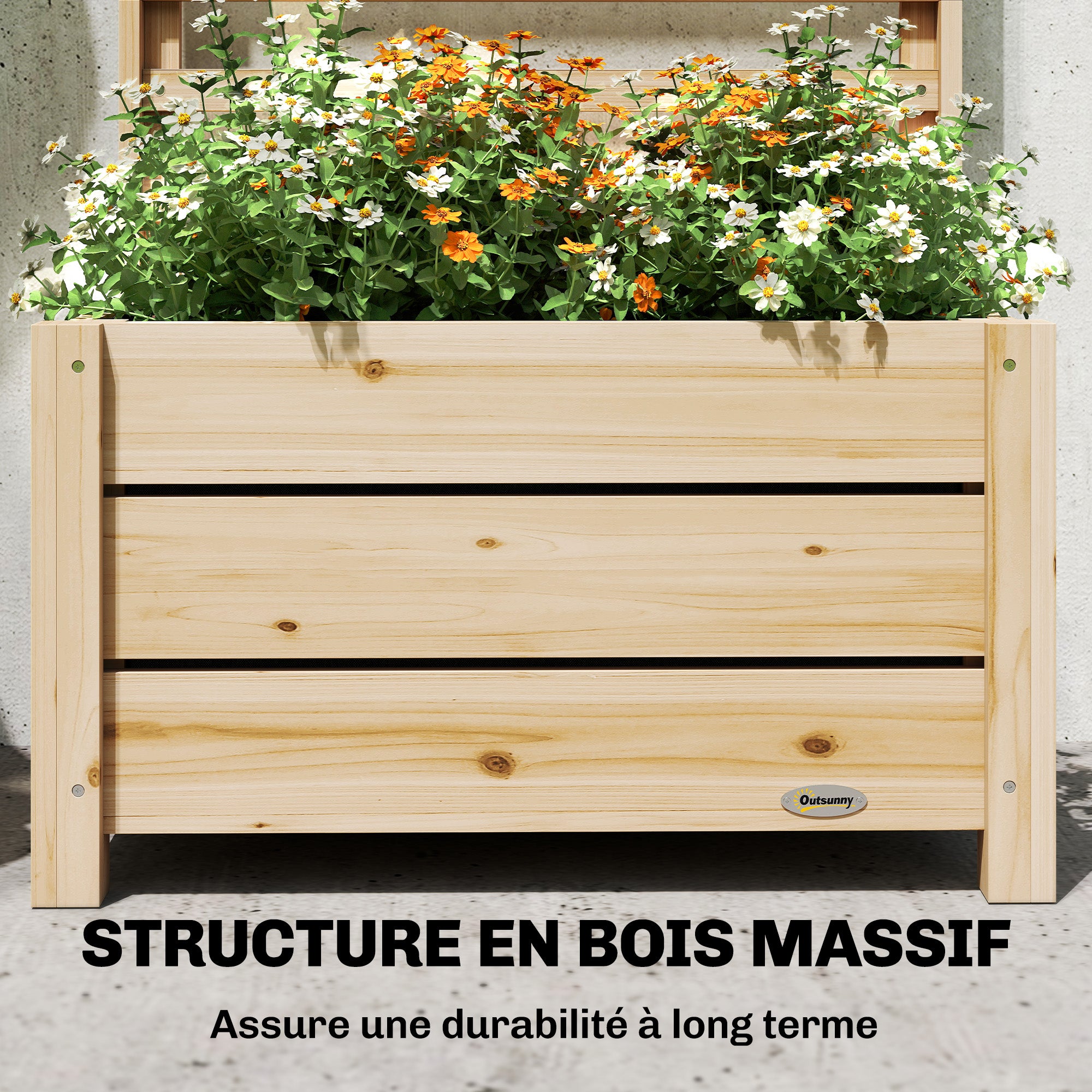 Jardinière avec treillis bois de sapin Outsunny - 8
