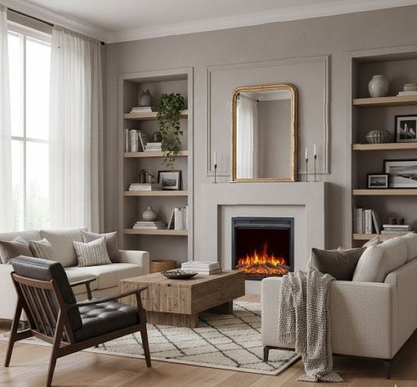 CHEMIN'ARTE - Insert électrique Oxford 2XL avec Effet flammes LED, Chauffage 2000W, programmation, télécommande - 2