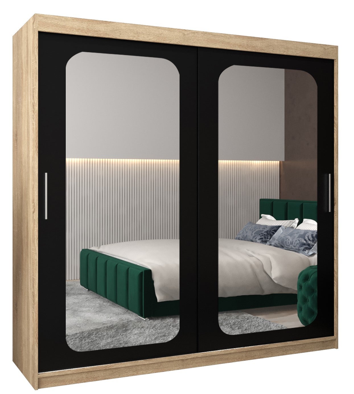 Szafa przesuwna garderoba PROMO T3 200 x 62 x 200 cm Sonoma + Czarny - Abiks Meble