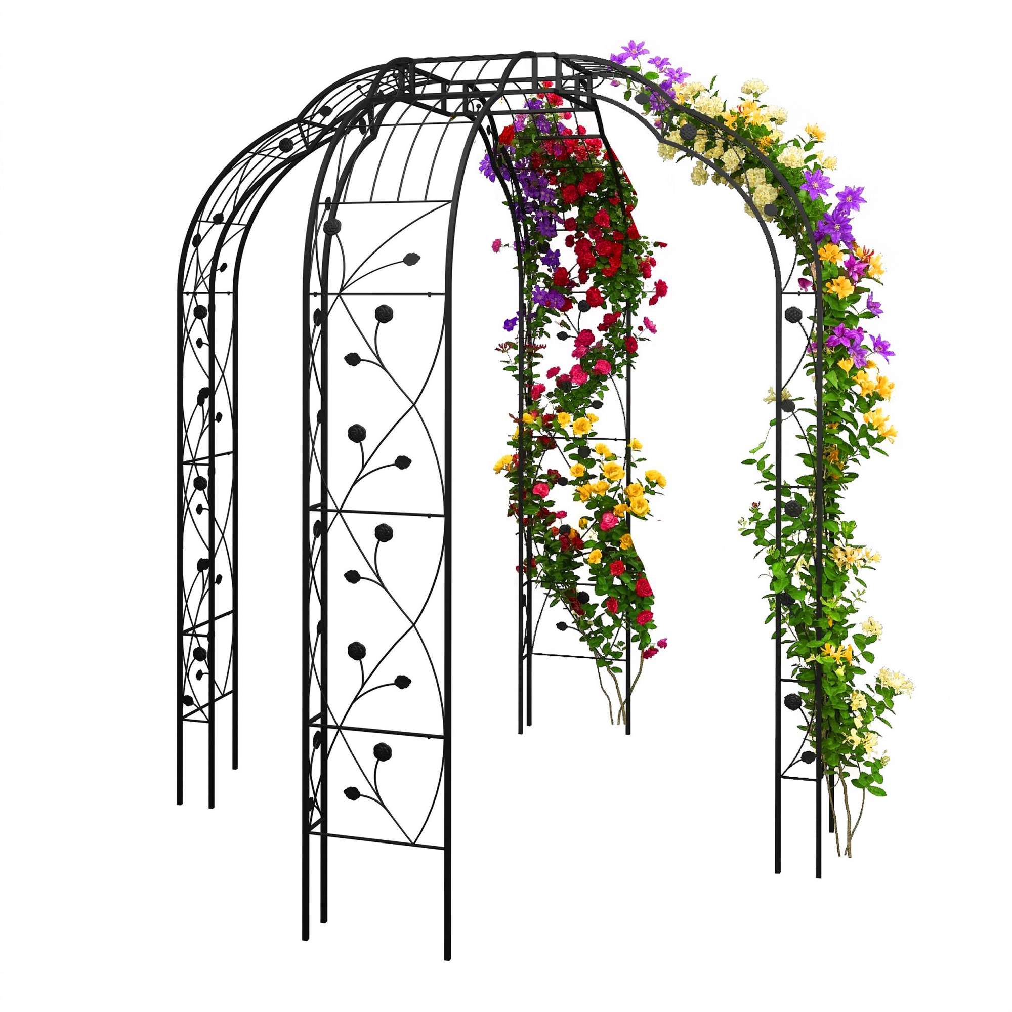 Arche en métal rose, noire, motif feuille et fleur | Leroy Merlin