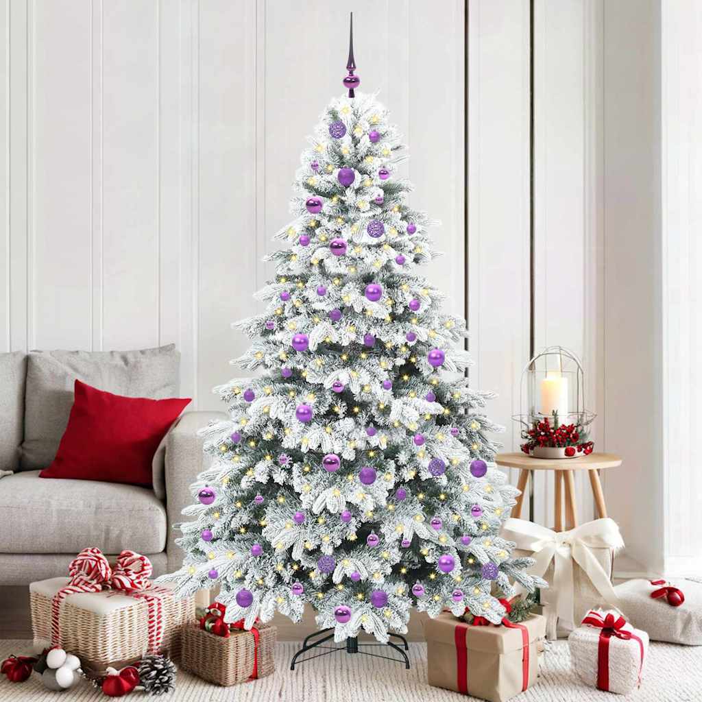 Sztuczna choinka z 300 diodami LED Zielony 180 cm PE i PVC