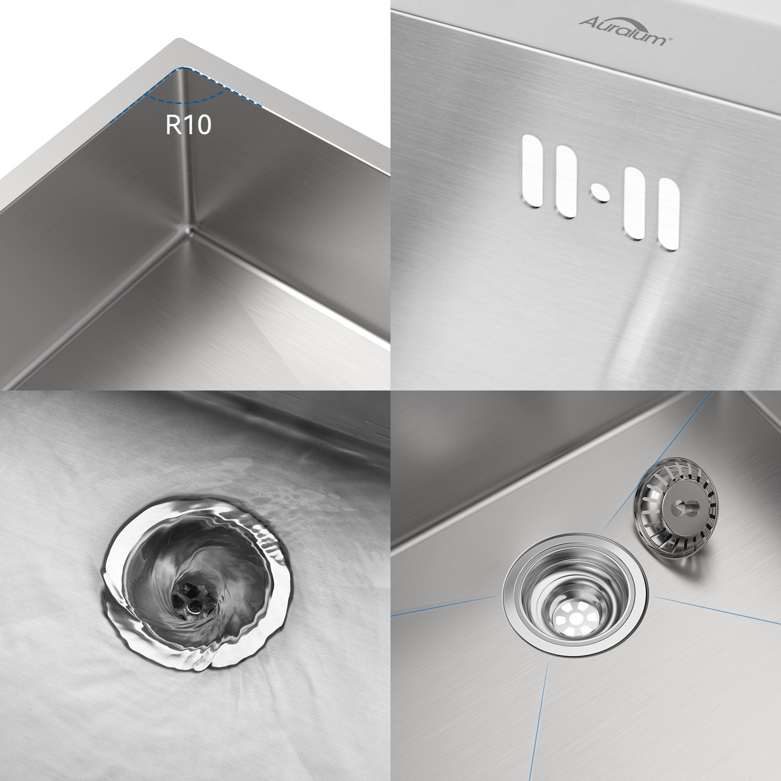 Évier Cuisine 1 Bac 55x45CM Évier à encastrer avec Distributeur Savon,Siphon/Trop-Plein Évier Inox Brossé pour Table à partir de 60 cm,EU Modèle - 7