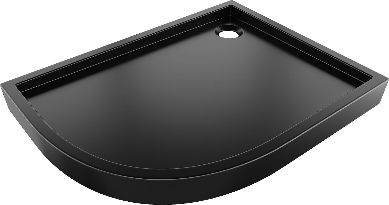 Mexen Flow+ brodzik półokrągły asymetryczny prawy 100 x 90 cm, czarny mat - 46Q709010RH