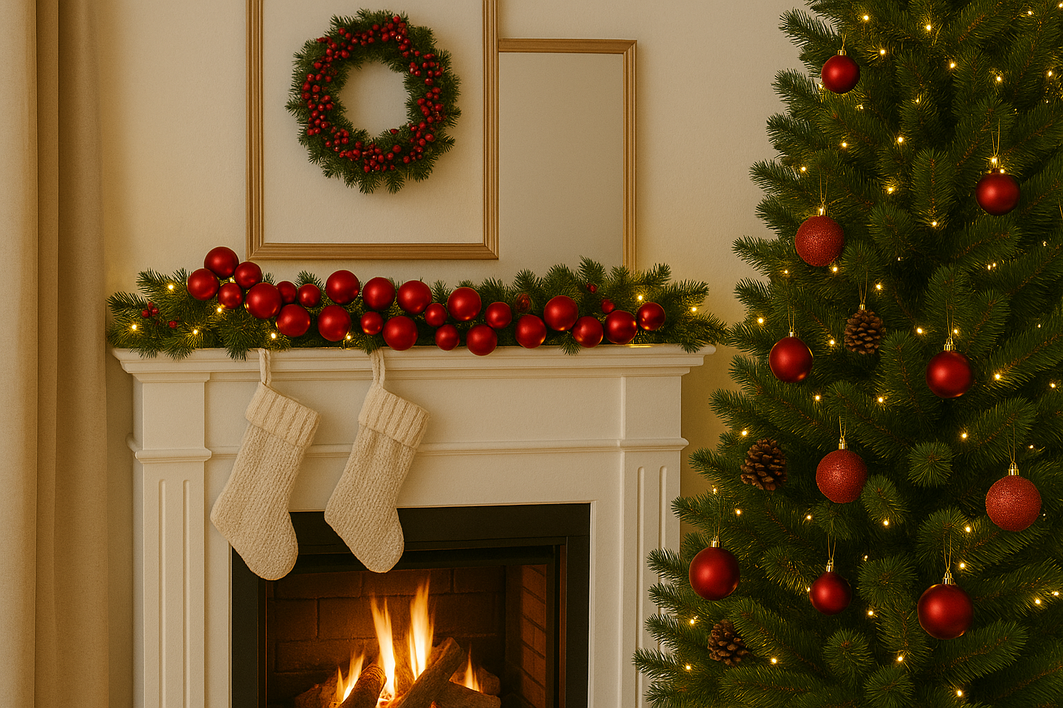 Guirlande de Noël avec boules colorées, décoration de Noël d'intérieur, Ø 6 cm, rouge - 8
