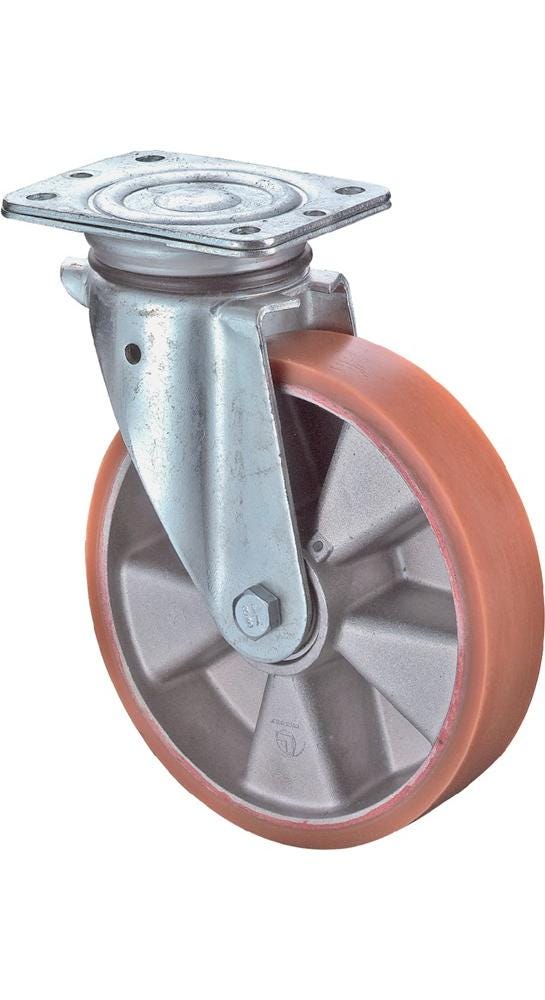 Fonta Material BS Roti Rulanta Placa Fonta Poliuretan Rulmenti 200 mm 600 kg N100.B90 ...