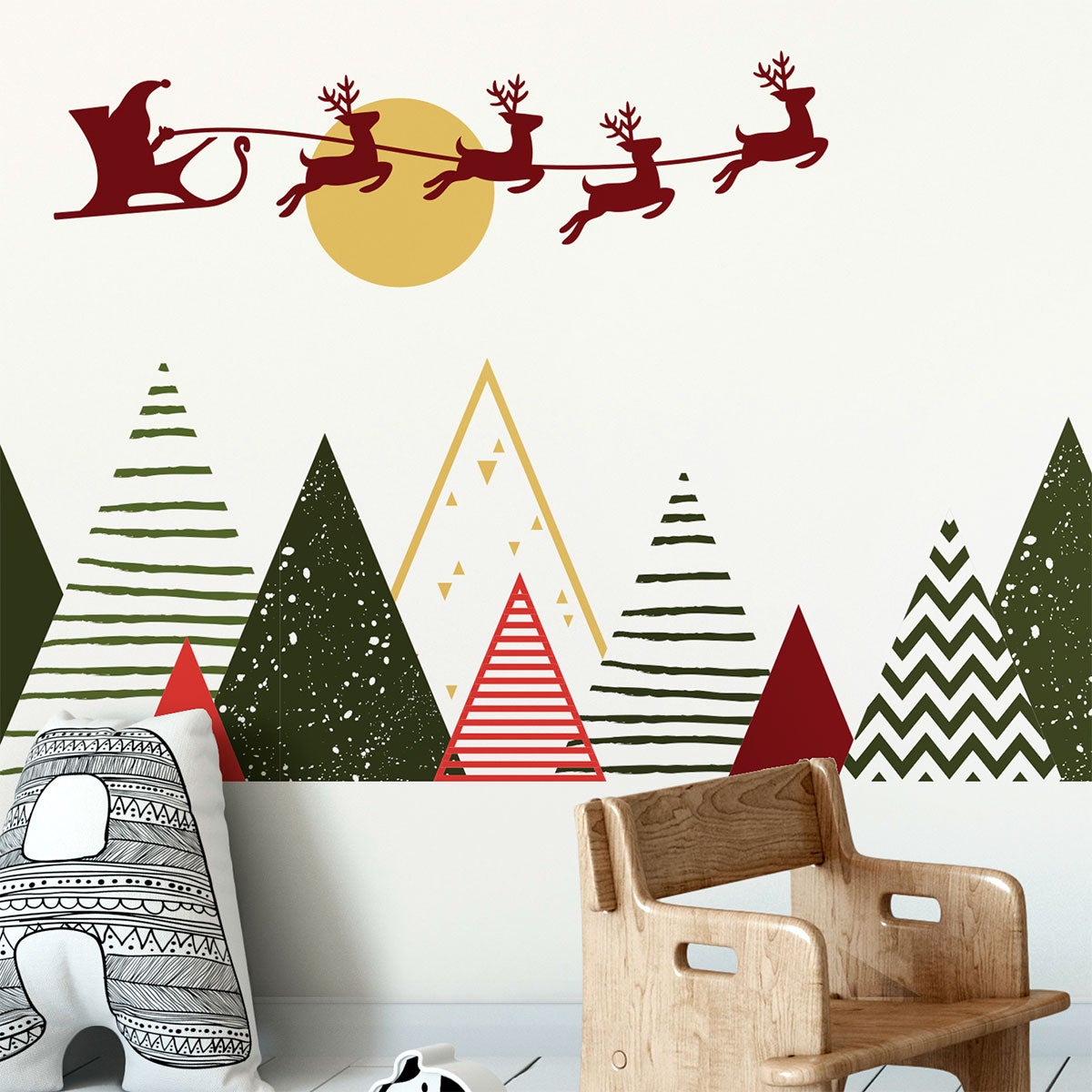 Adesivi di montagne natalizie scandinave - Sticker adesivo - adesivi murali - 100x170cm - 6