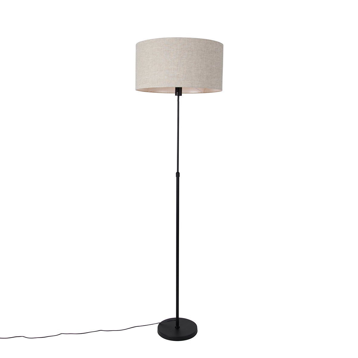 Lampa podłogowa czarna regulowana z szarym abażurem 50 cm - Parte