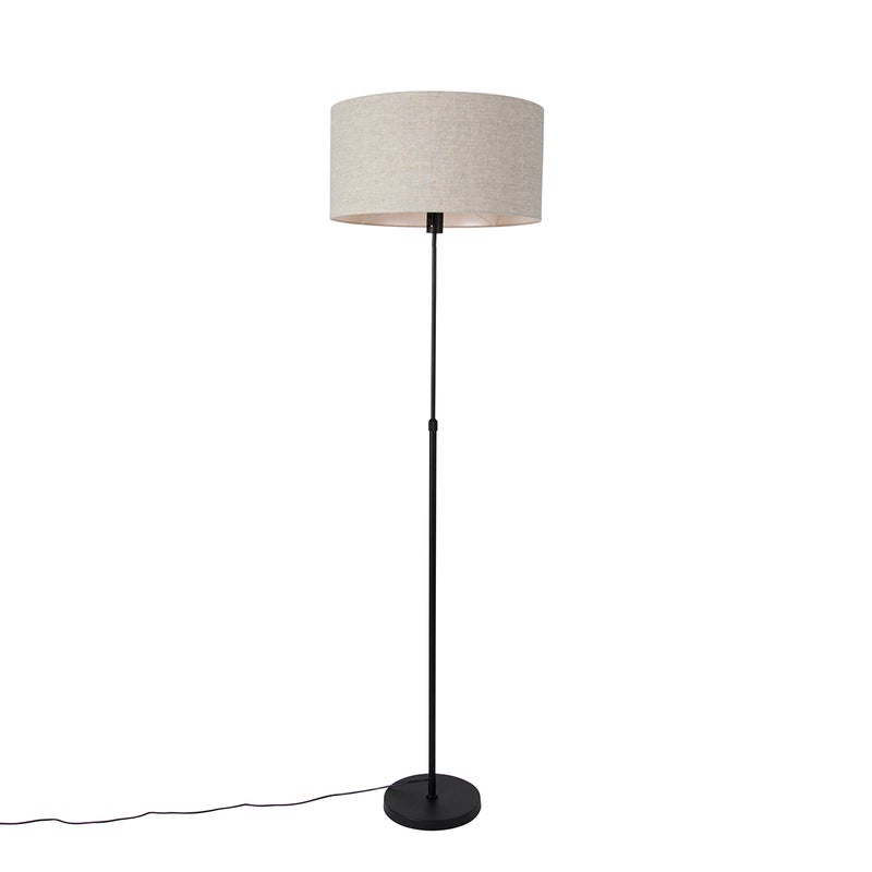 Lampa podłogowa czarna regulowana z szarym abażurem 50 cm - Parte