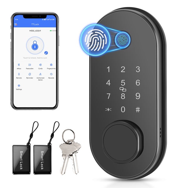 Serrure Intelligente Électronique, Serrure de Porte Biométrique d'Empreinte Digitale Mot de Passe Serrure d'Empreinte Digitale