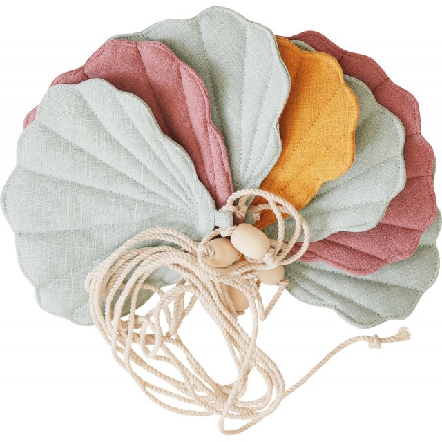 Guirlande feuille tissu molletonnée bébé enfant sea stories 300 x 15 x 3 cm Vert clair, rose foncé, orange