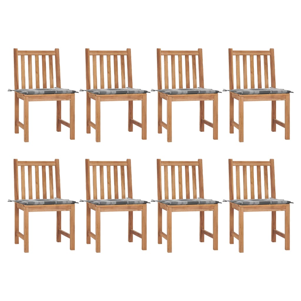 Chaises de jardin 8 pcs avec coussins Bois de teck massif - 2