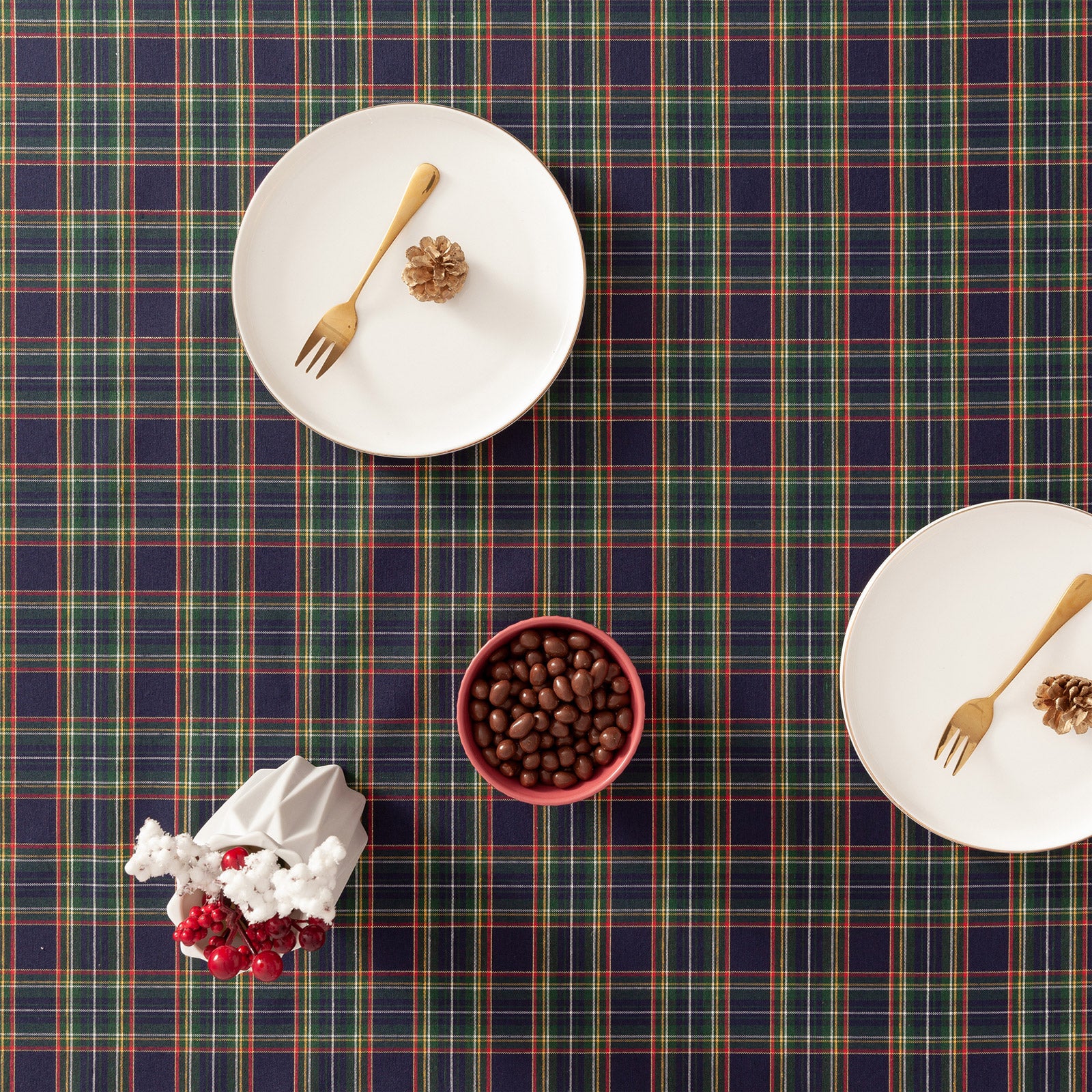 Tovaglia di Natale rettangolare in cotone jacquard blu 140x100 cm - Check - 3
