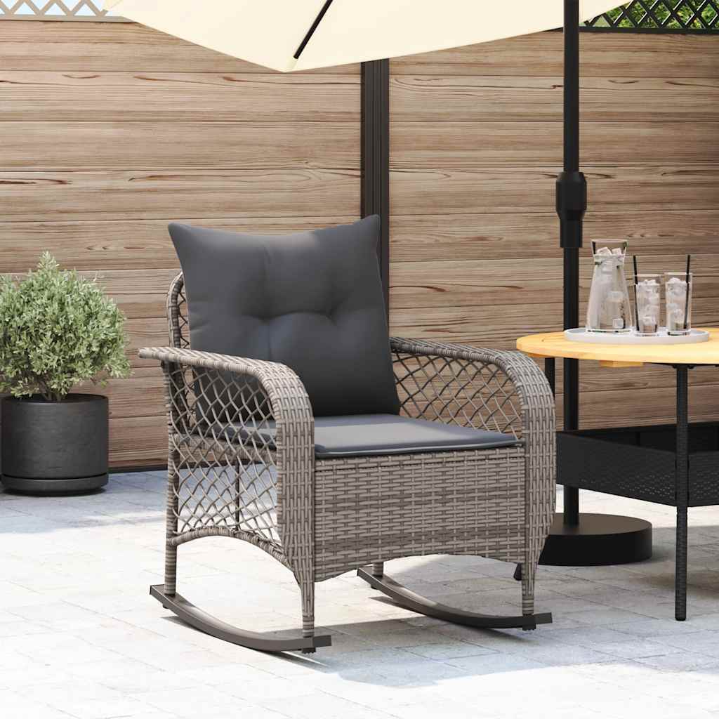 VidaXL Chaise à Bascule De Jardin Avec Coussins Beige Résine Tressée