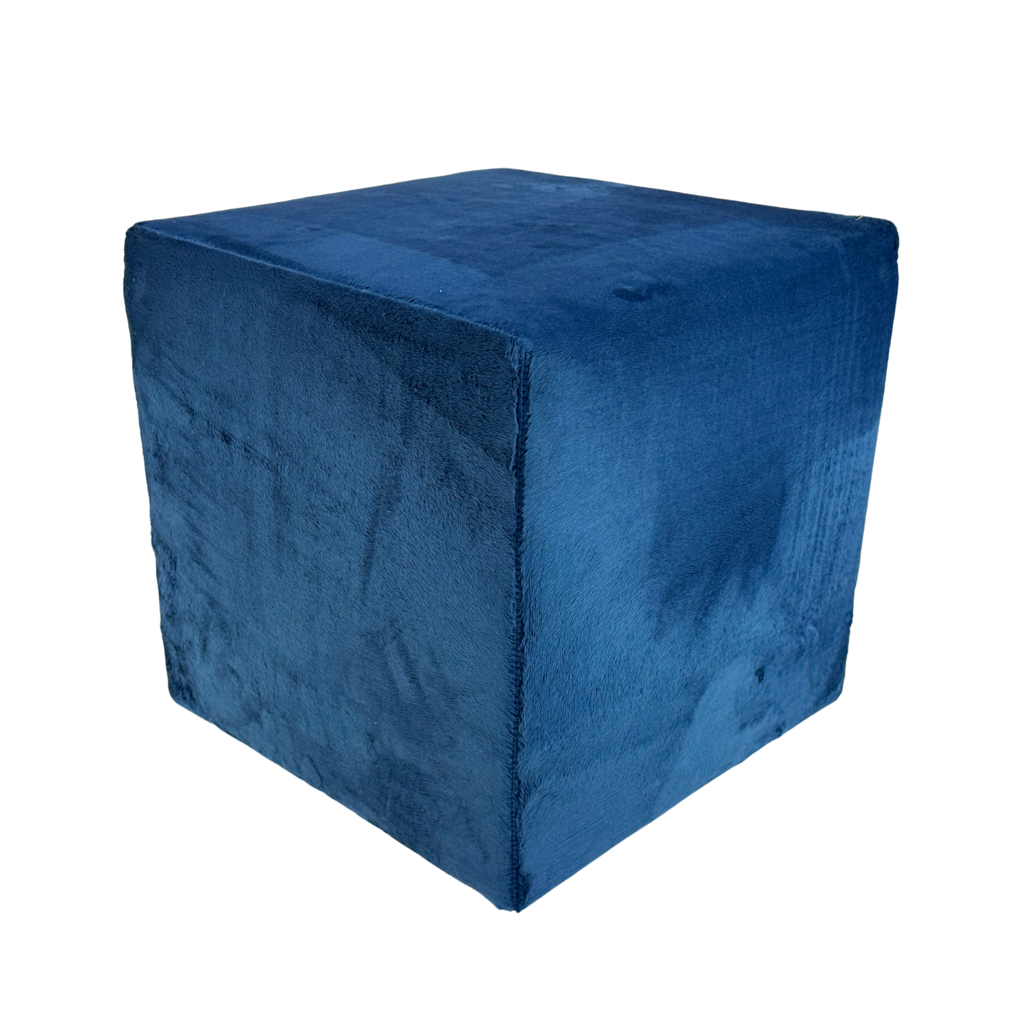 Pufa 40×40 cm podnóżek VELVET MINKY kwadratowa siedzisko miękka welurowa tkanina granatowa
