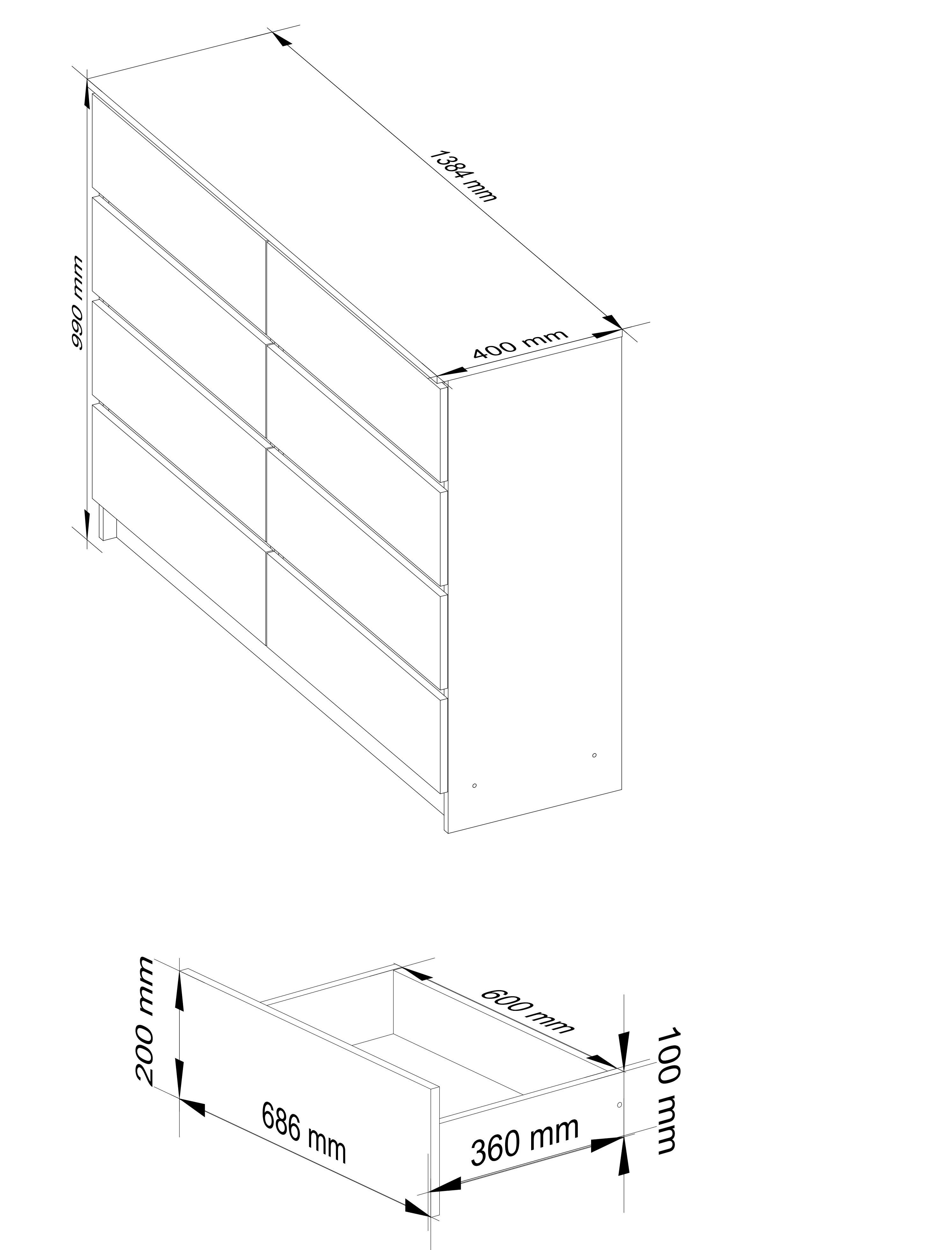 Komoda AKORD K140 Olcha 138 cm 8 szuflad kolor Olcha mat 138x40x99 cm - 3