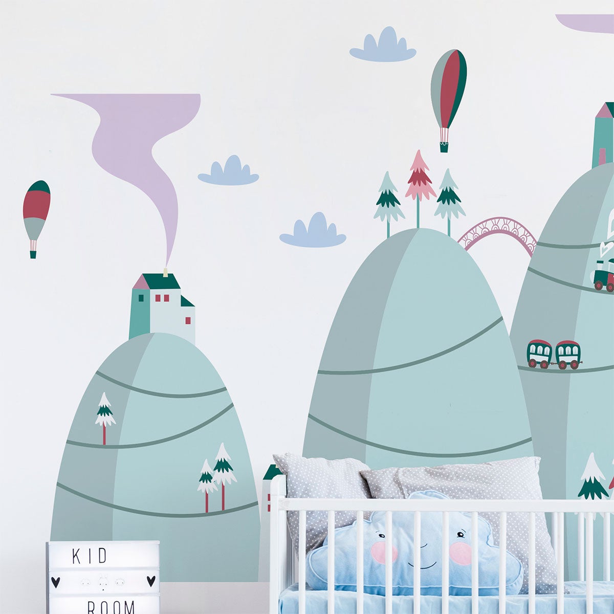 Adesivo di montagna scandinavo spettacolari mongolfiere - Sticker adesivo - adesivi murali - 100x150cm - 7