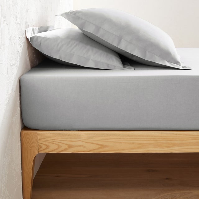 Drap housse en coton bonnet 25 cm, Scenario - Gris perle - 120 x 190 cm