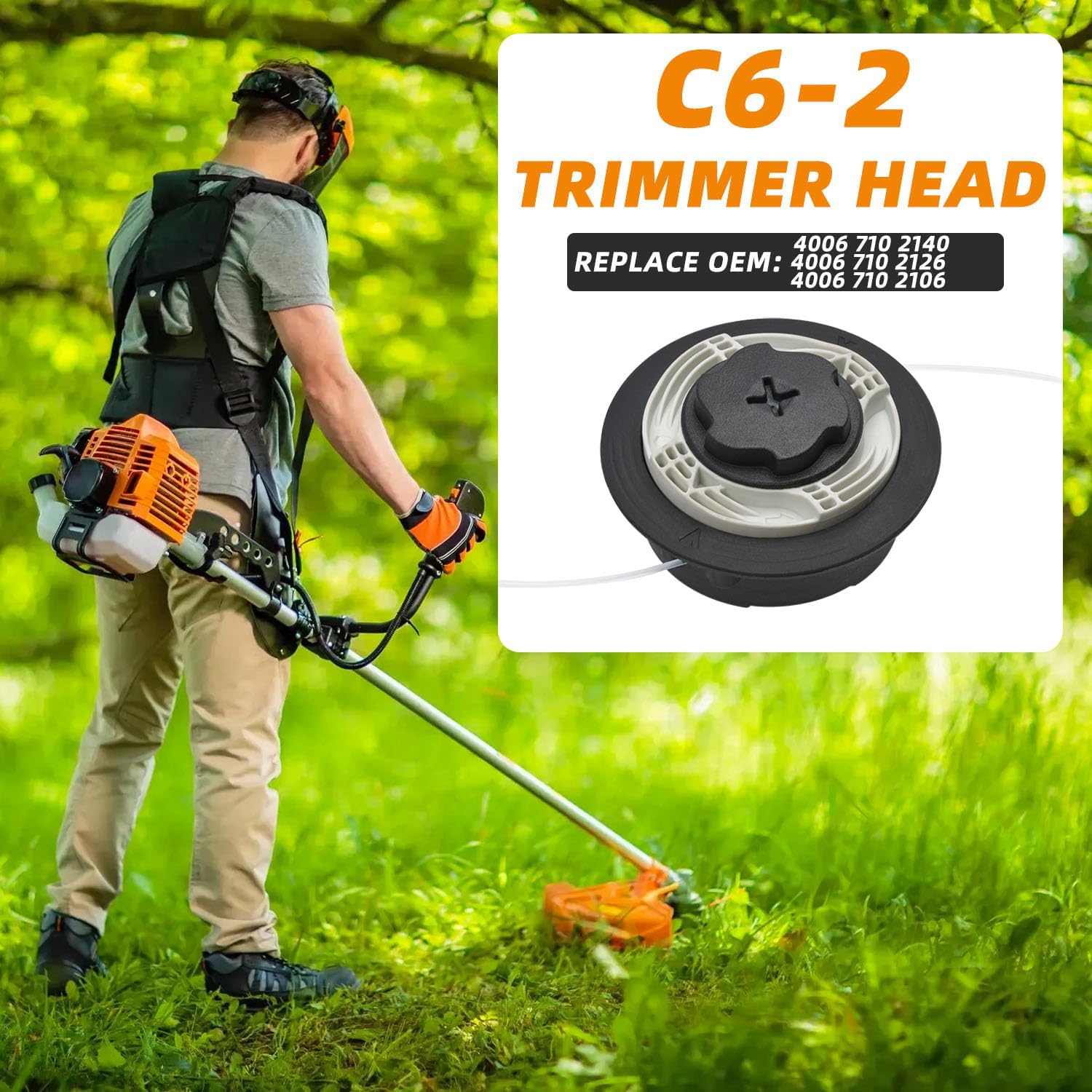 Cabezal de corte de repuesto para Stihl AutoCut C6-2 Weed Eater Head compatible con FS38 FS40 FS40C FS45 FS46 FS50 FS50C FSA60R
