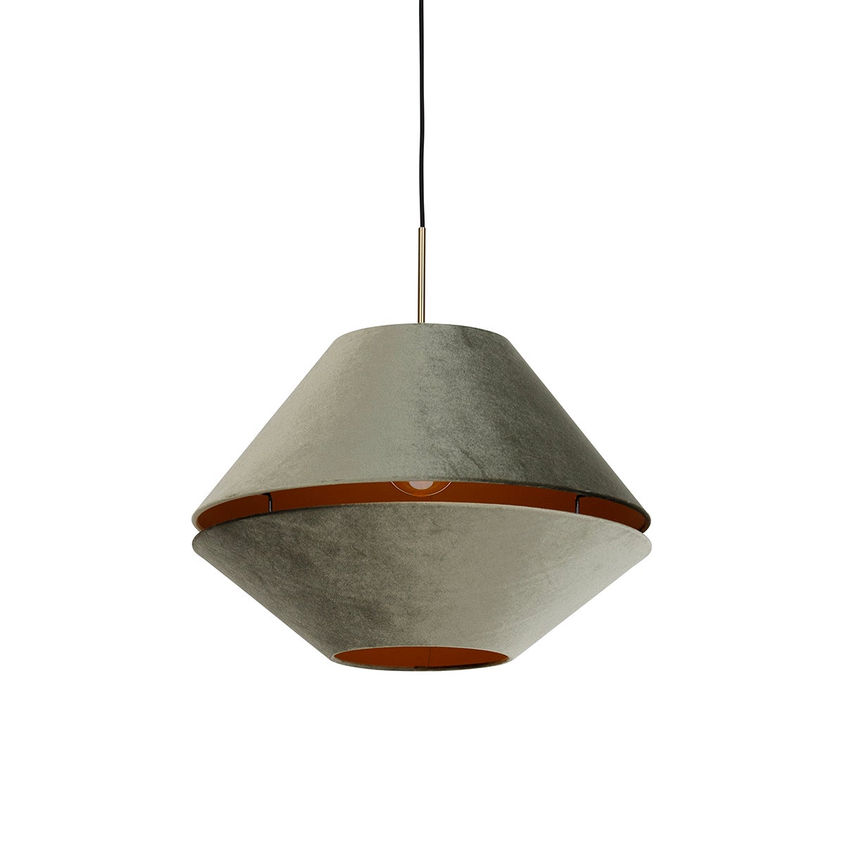 Nowoczesna lampa wisząca brązowa z podwójnym welurowym kloszem zielonym - Combi 1