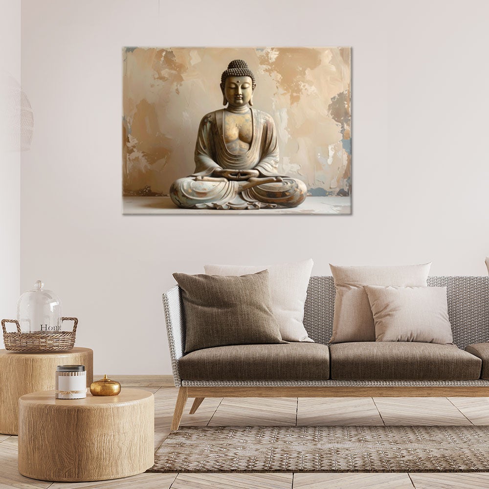 Obraz do salonu sypialni biura, Budda Zen Spa na beżowym tle 100x70 - 2