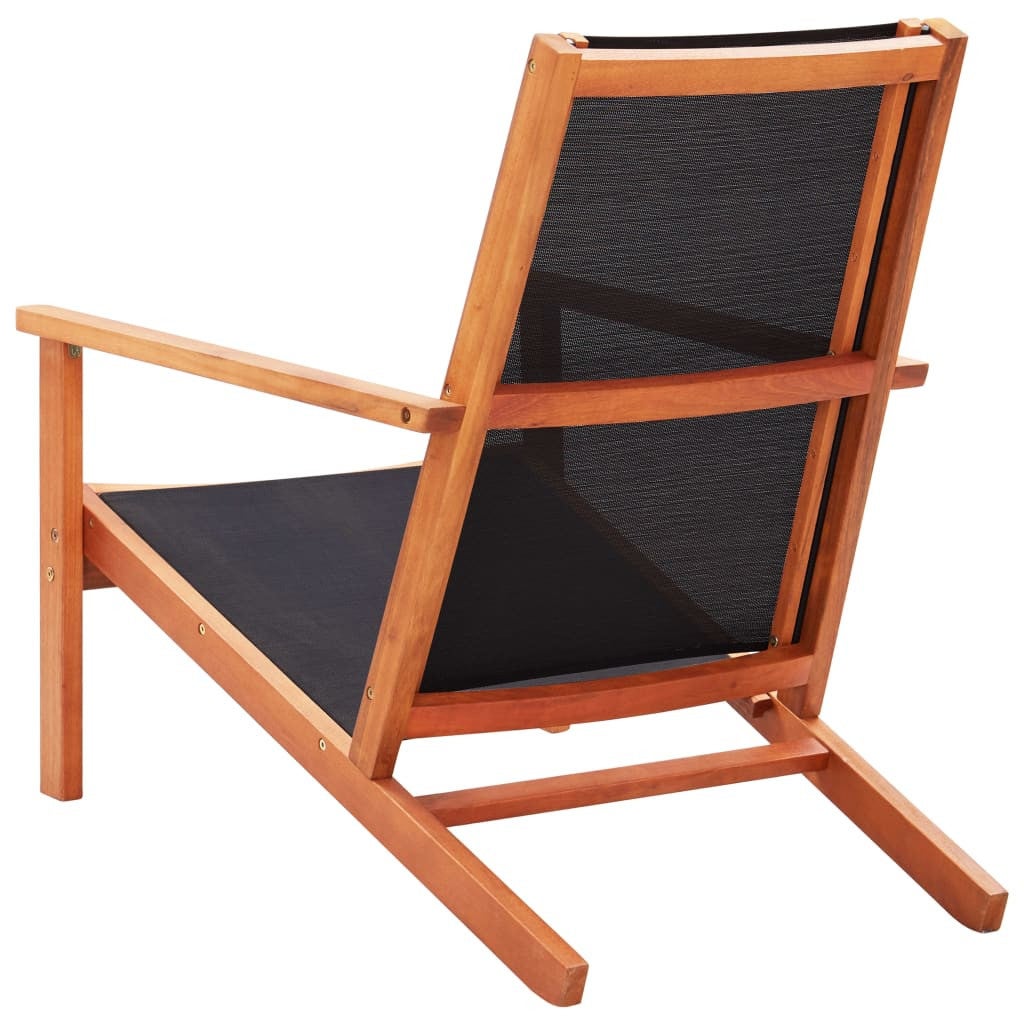 Chaise de jardin Noir Bois d'eucalyptus solide et textilène - 4