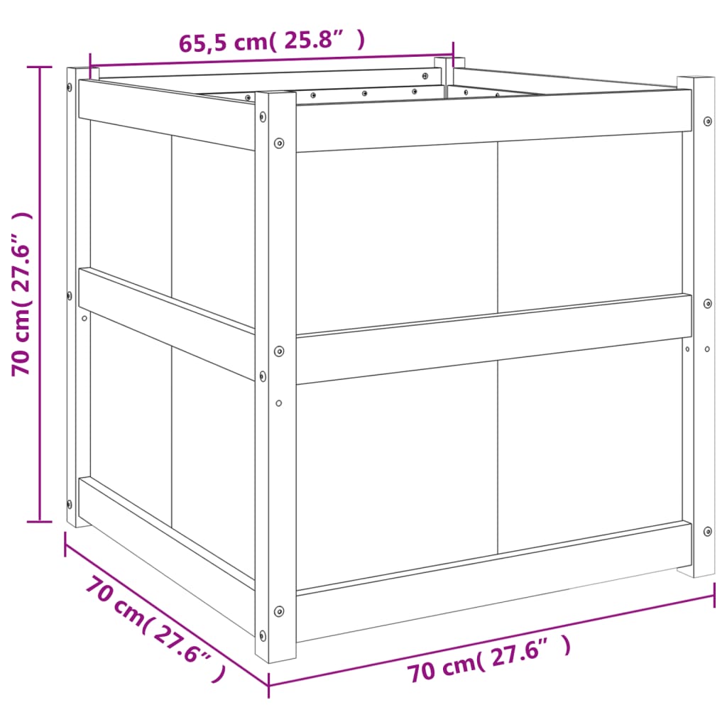 Jardinière d'extérieur blanc 70x70x70 cm bois de pin massif - 5