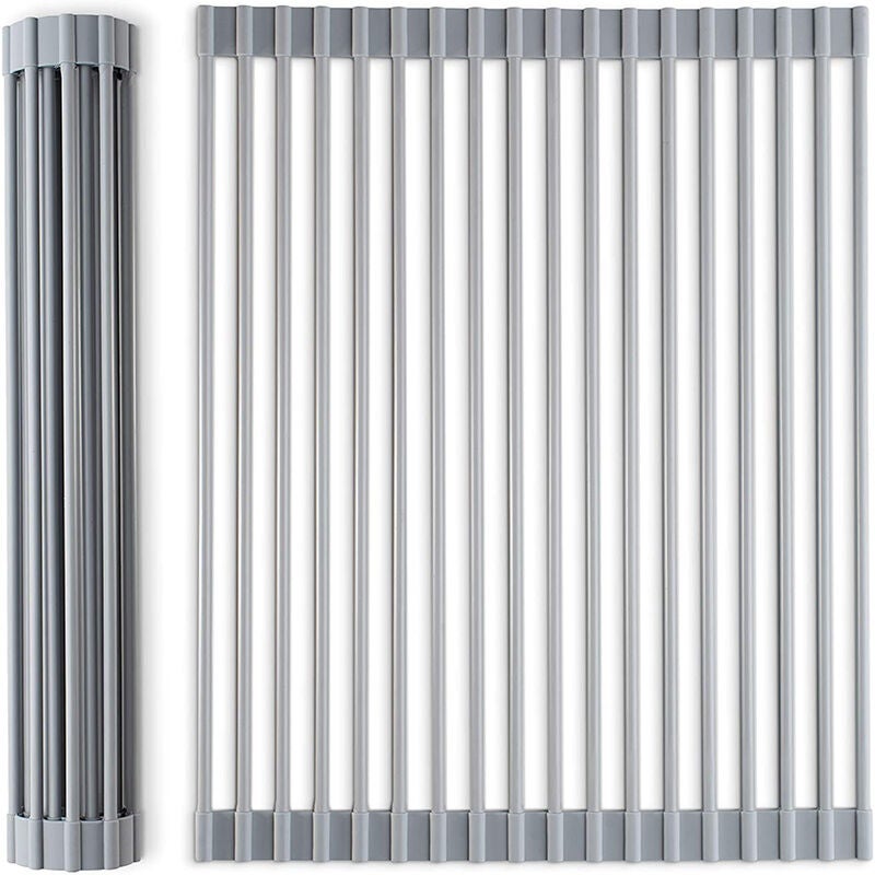 Składana suszarka do naczyń ze stali nierdzewnej z powłoką silikonową, 47 cm x 35 cm