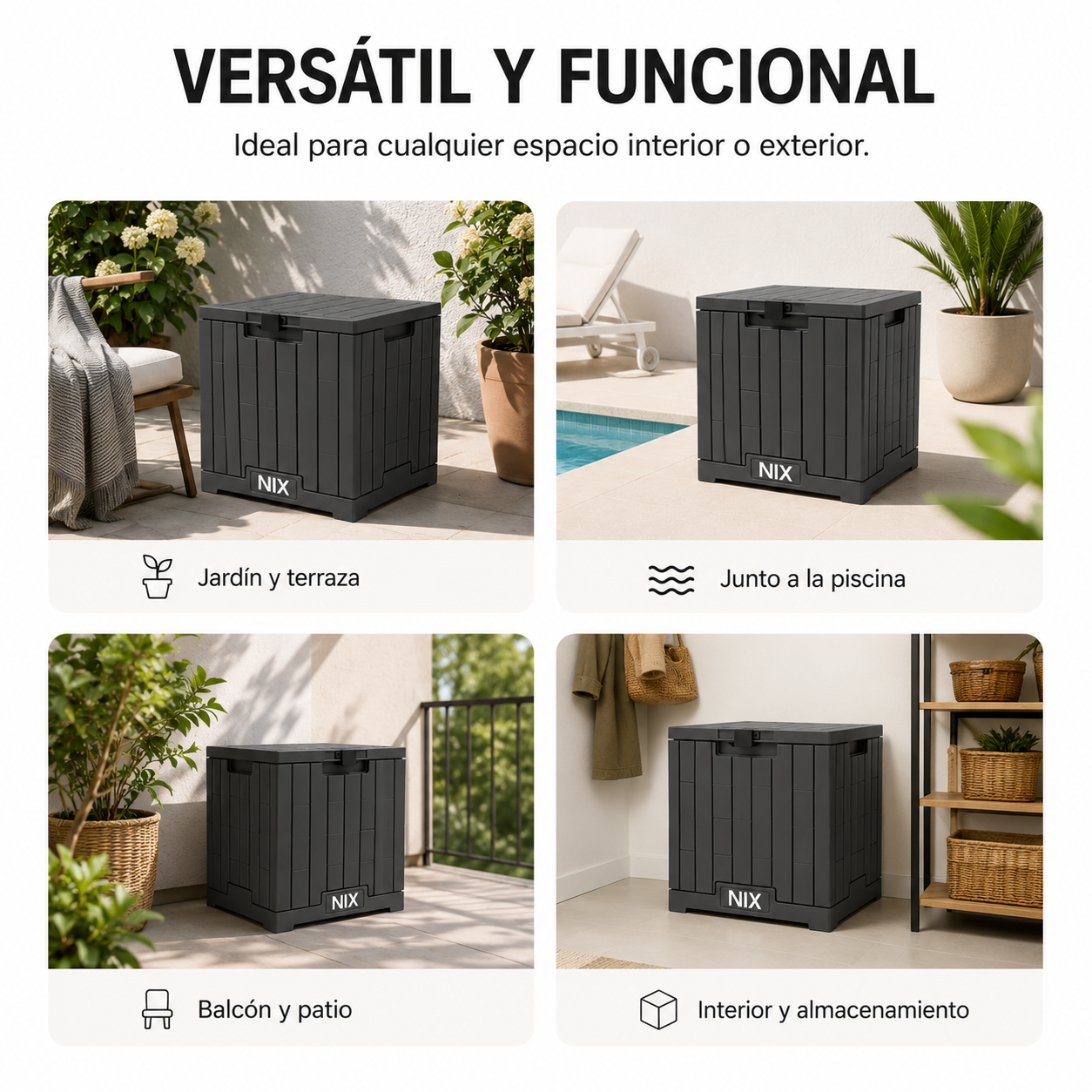 Arcón De Almacenaje Exterior Impermeable 130 L Con Tapa Reforzada - 7