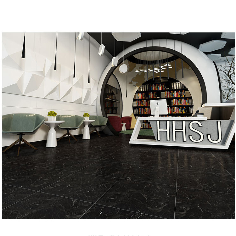 Autocollants de sol auto-adhésifs, 10 pièces, autocollants muraux en marbre de Simulation épaissi, résistants à l'usure et imperméables, noirs - 4