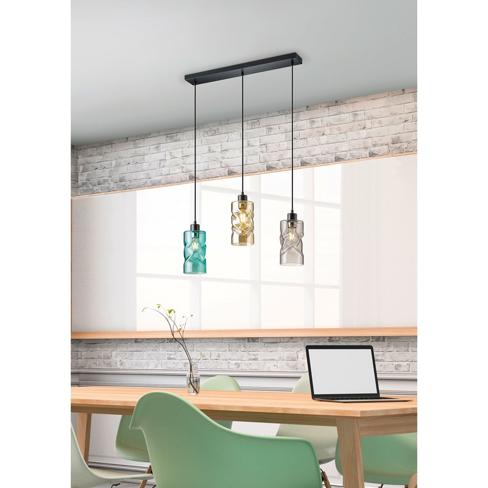 3 Lampade Sospensione Solari Campus - Acciaio Inox Nero, IP44, Con Sensore Crepuscolare, Per Esterno