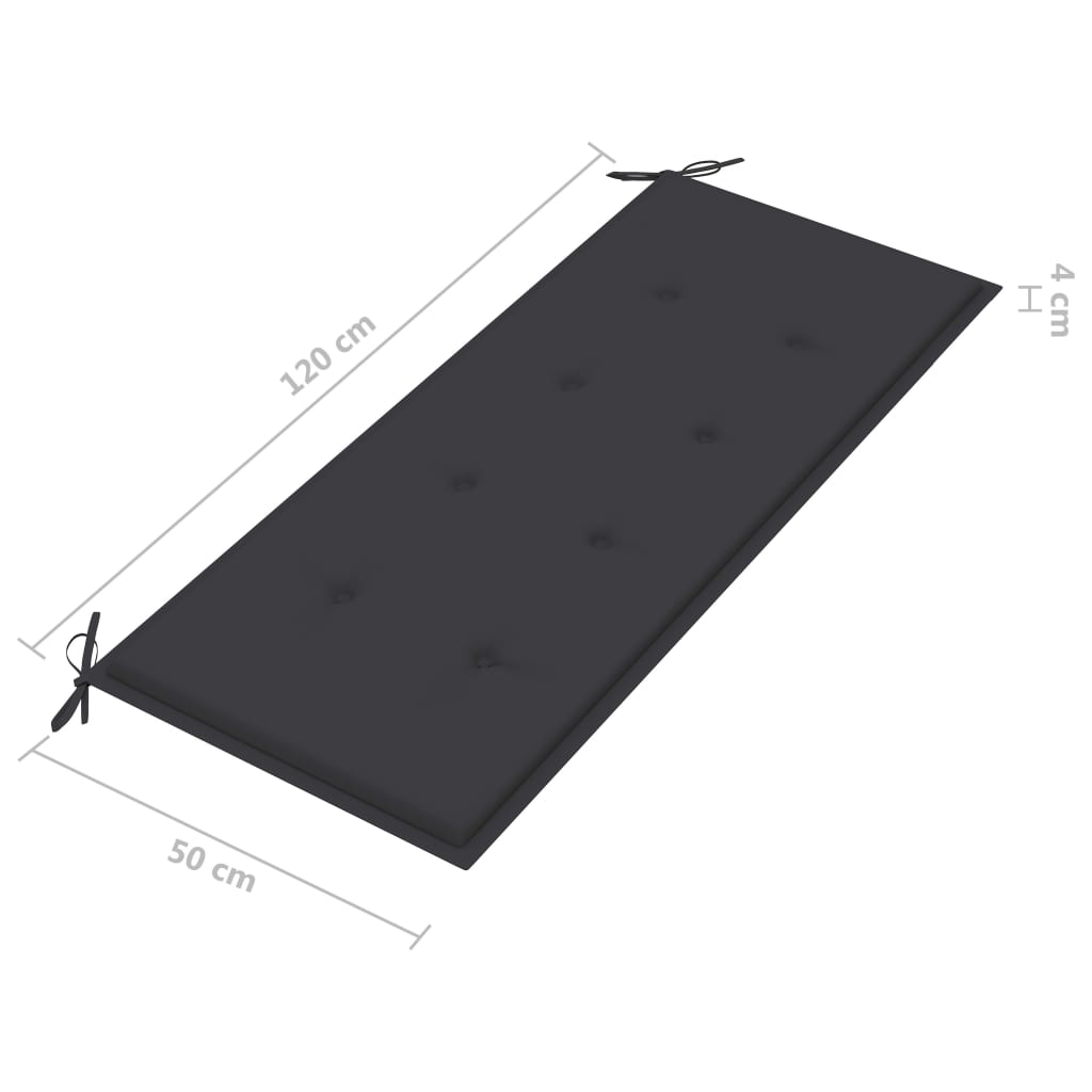 Banc de jardin empilable et coussin 128,5cm Bois de teck massif 14 - 9