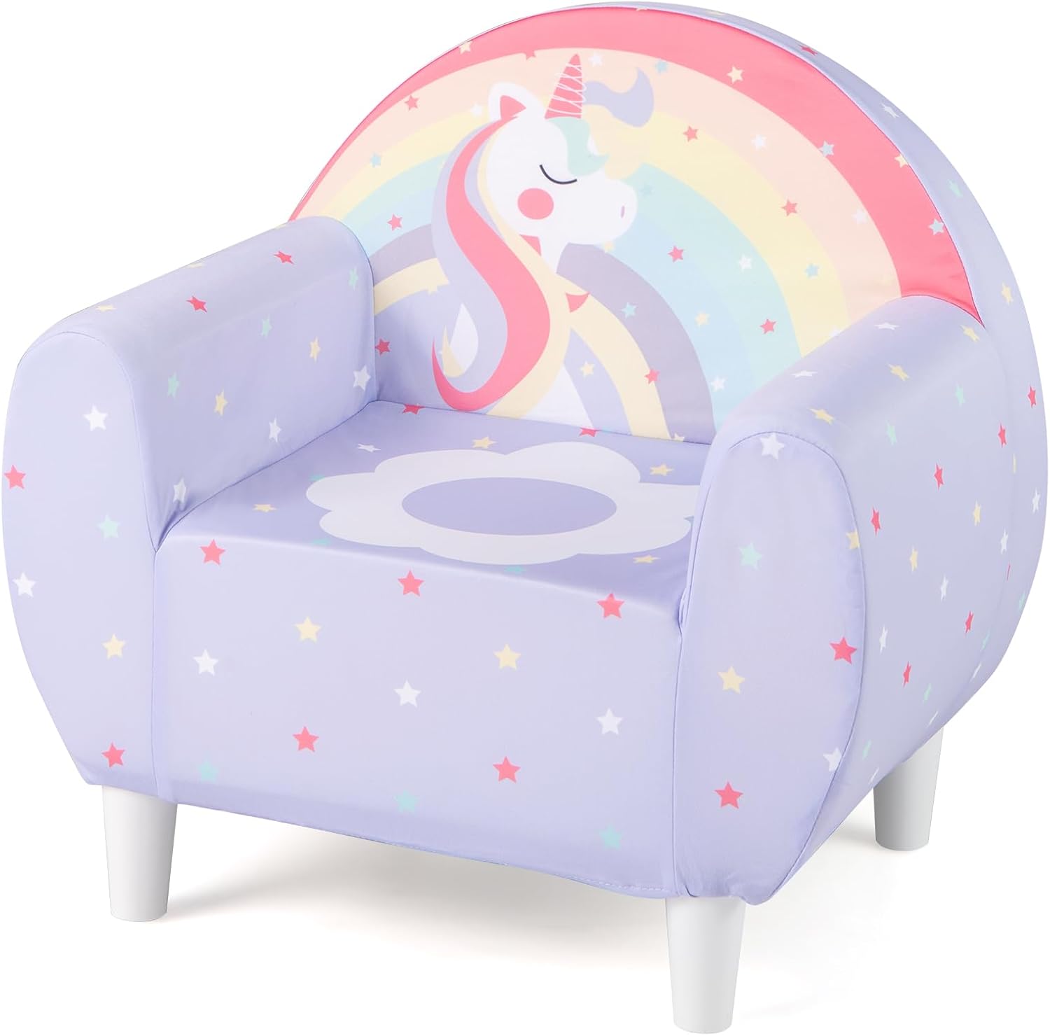 Kanapa dla Dzieci Unicorn, Wygodny Fotel z Oddychającej Tkaniny i Pianki o Wysokiej Gęstości, dla Dzieci Powyżej 3 Lat, Nośność 50 kg (Fioletowy)