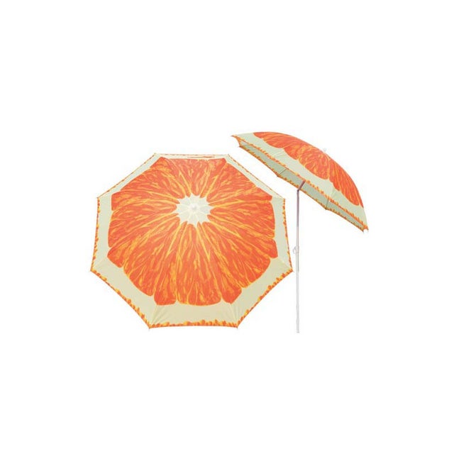Parasol de plage en polyester imprimé fruits orange diamètre 180 cm