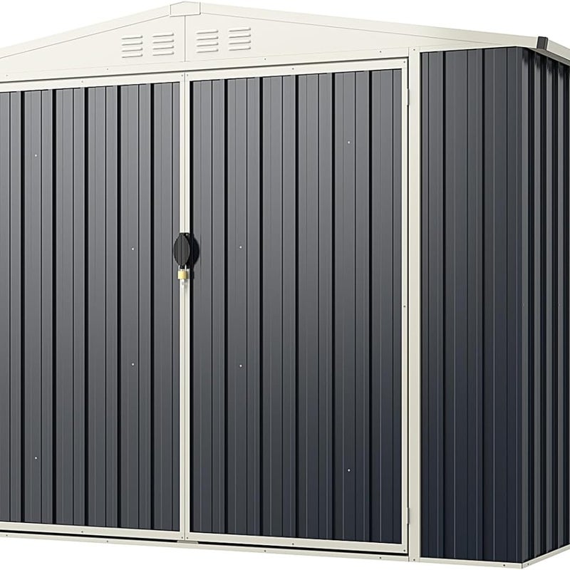 Szopa Ogrodowa Metalowa Galwanizowana 4,5m², 246 x 193 x 180 cm, Odporna na Warunki Pogodowe, Budka Narzędziowa 7,5m³, Szara