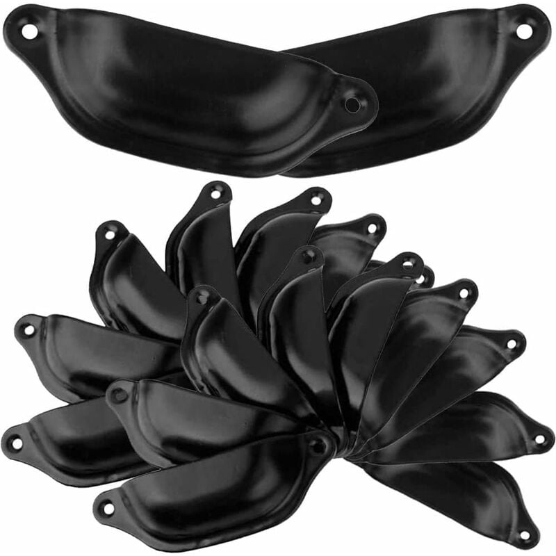 Zestaw 20 klamek w kształcie muszli w kolorze czarnym, 98 mm, do szuflad, komód, mebli kuchennych