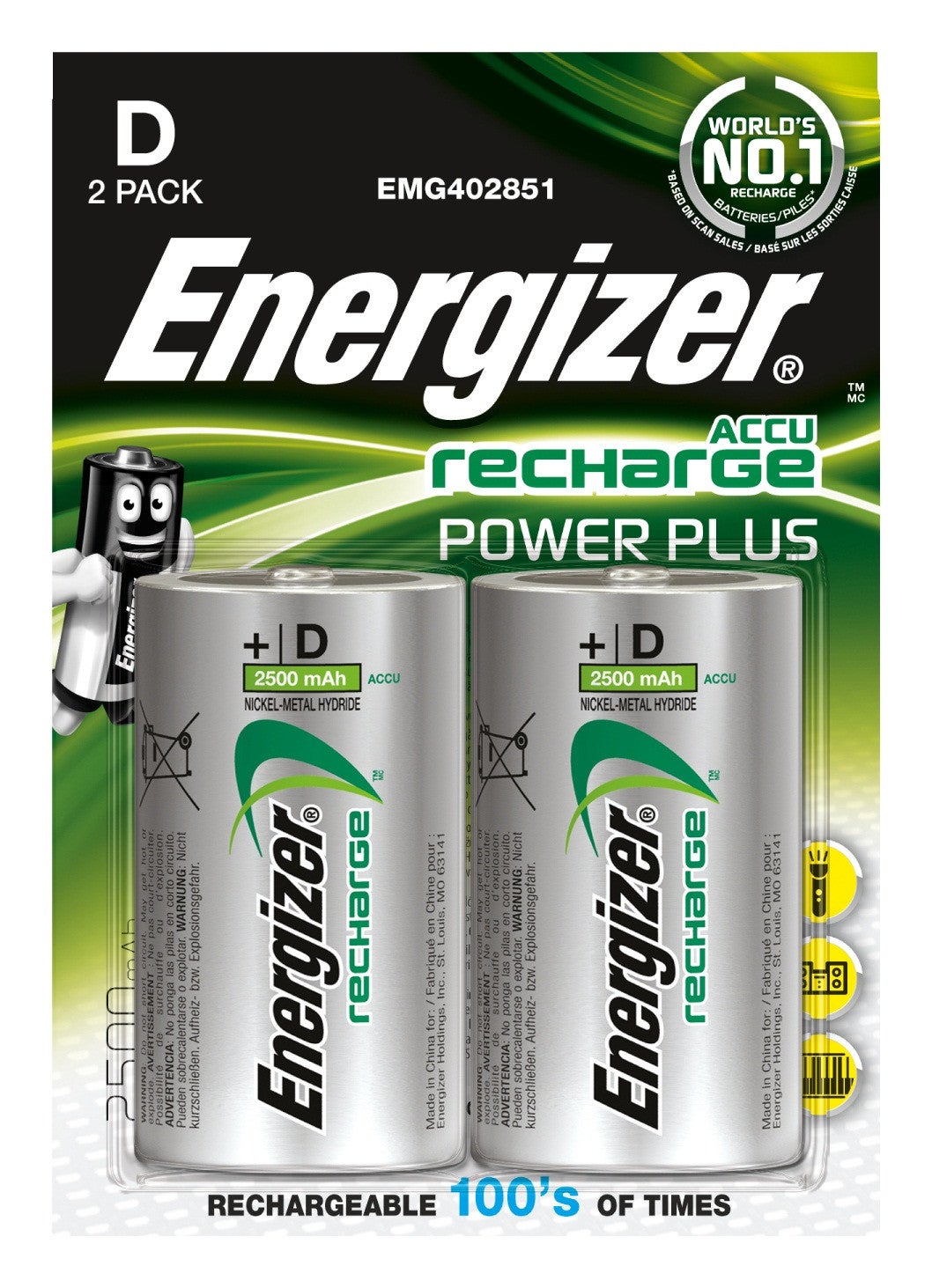 Energizer PowerPlus Batería recargable D Níquel-metal hidruro (NiMH) - 2