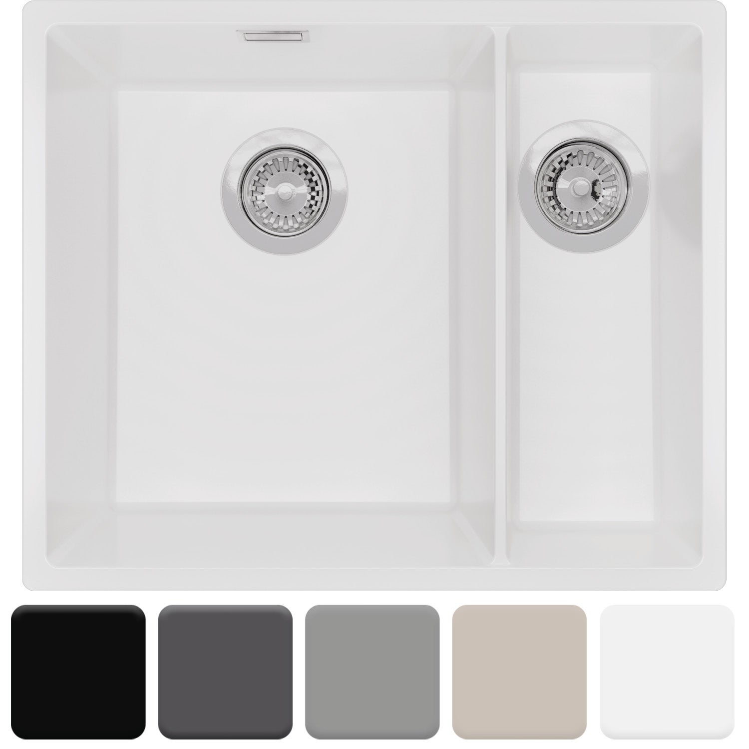 Zlewozmywak podblatowy 56x47cm, do szafki od 60cm + Syfon - Agate Biały STONESTYLE