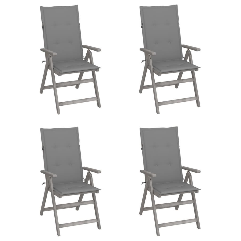 Chaises inclinables de jardin 4 pcs avec coussins Bois d'acacia - 2