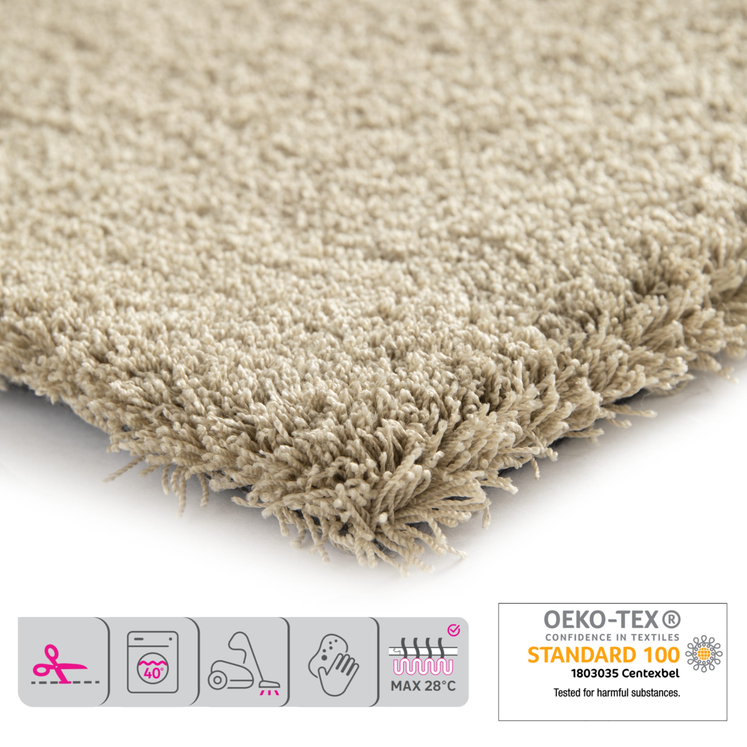 INSPIRE - Alfombra beige rectangular TONY - Alfombra para sala de estar - Alfombra de dormitorio de pelo corto - Suave - 2300gsm - 22mm x W.120cm x - 2