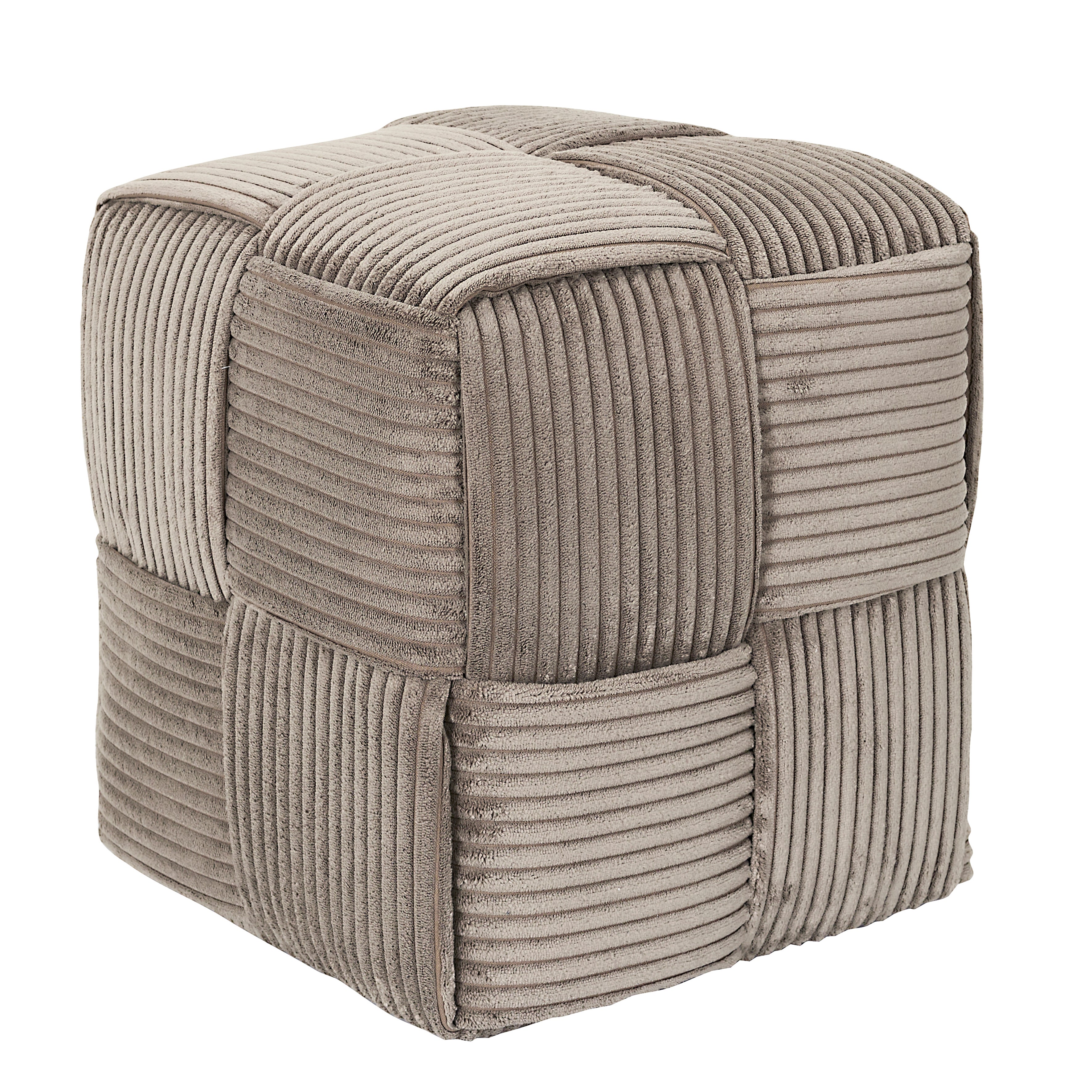 Pouf - Home Deco Factory - Scott - Côtelé - Tressé - Taupe - 2